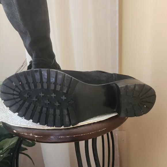 Ralph Lauren Polo women black suede leather biker boots Size8.5 UE39.5.Like New - Picture 8 of 12